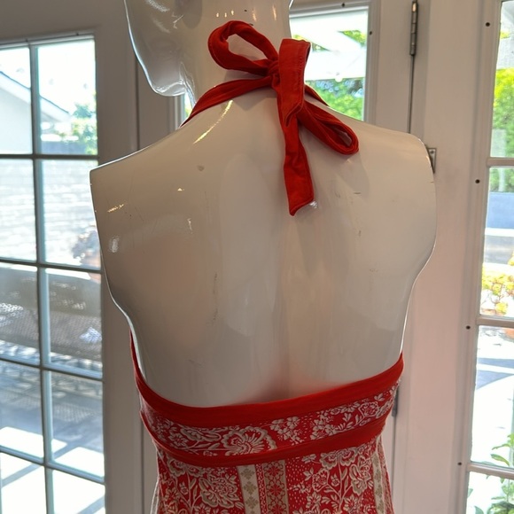 Patagonia Red Floral Oganic Cotton Stretchy Halter Dress Size XS - Picture 7 of 10